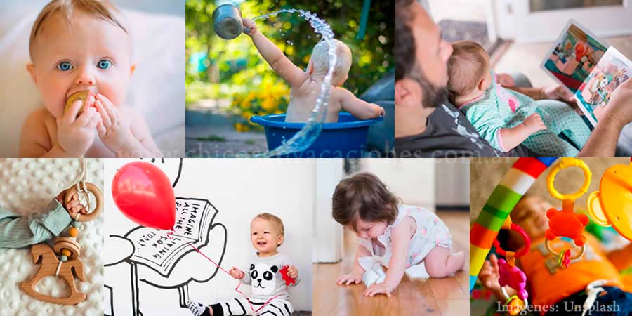 Imágenes de juegos y juguetes para bebés, período sensoriomotor, Piaget