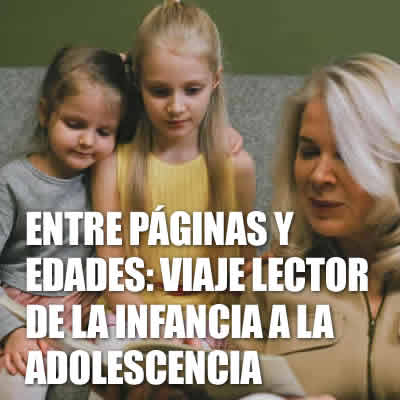 una abuela leyendo un cuento a sus nietos pequeños