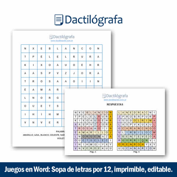 juego: sopa de letras en word